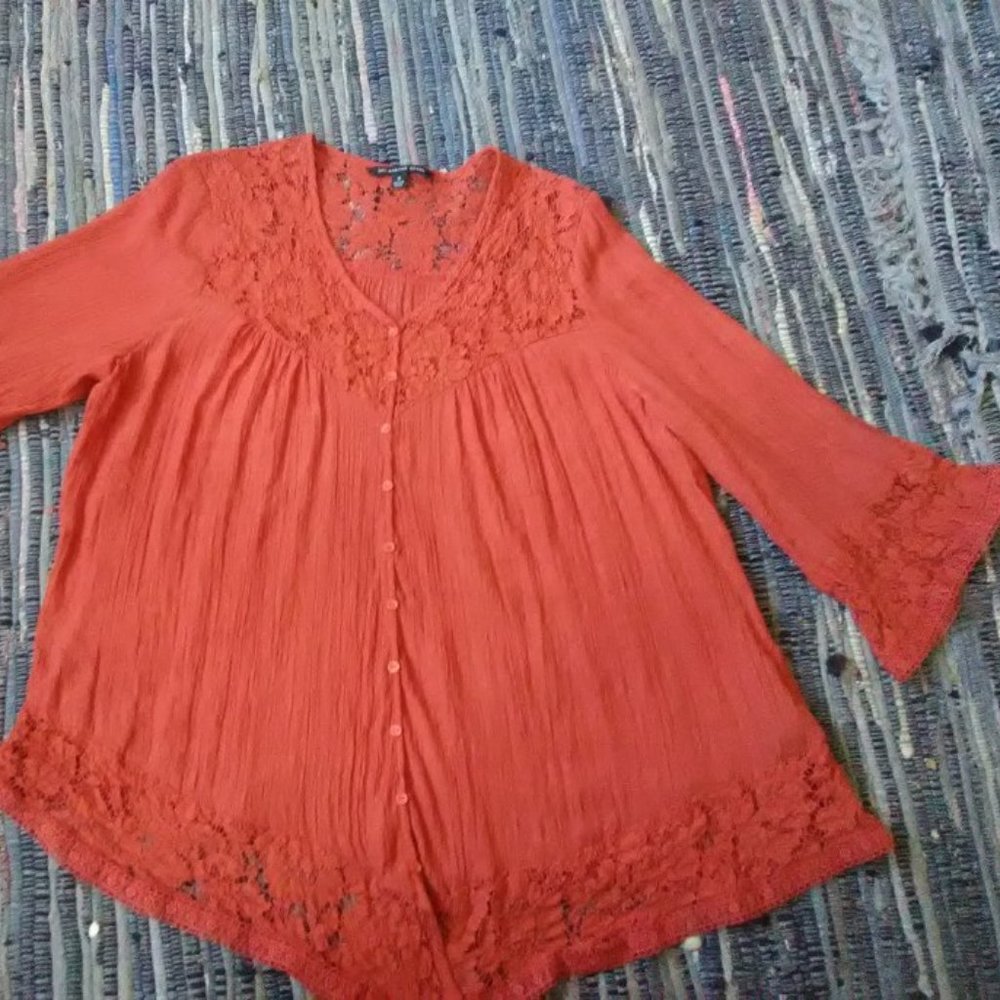 Zac & Rachel Woman long sleeve blouse orange 1X